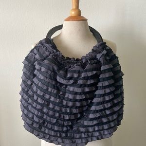 Satin Ruffles Unique Funky Bag Black on Black 18x15”